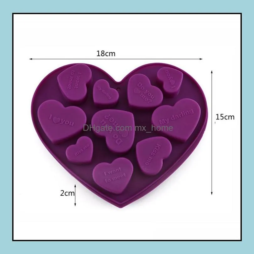 silicone chocolate mould heart shape english letters cake chocolate molds silicone-ice tray jelly moulds soap baking mold sn4363