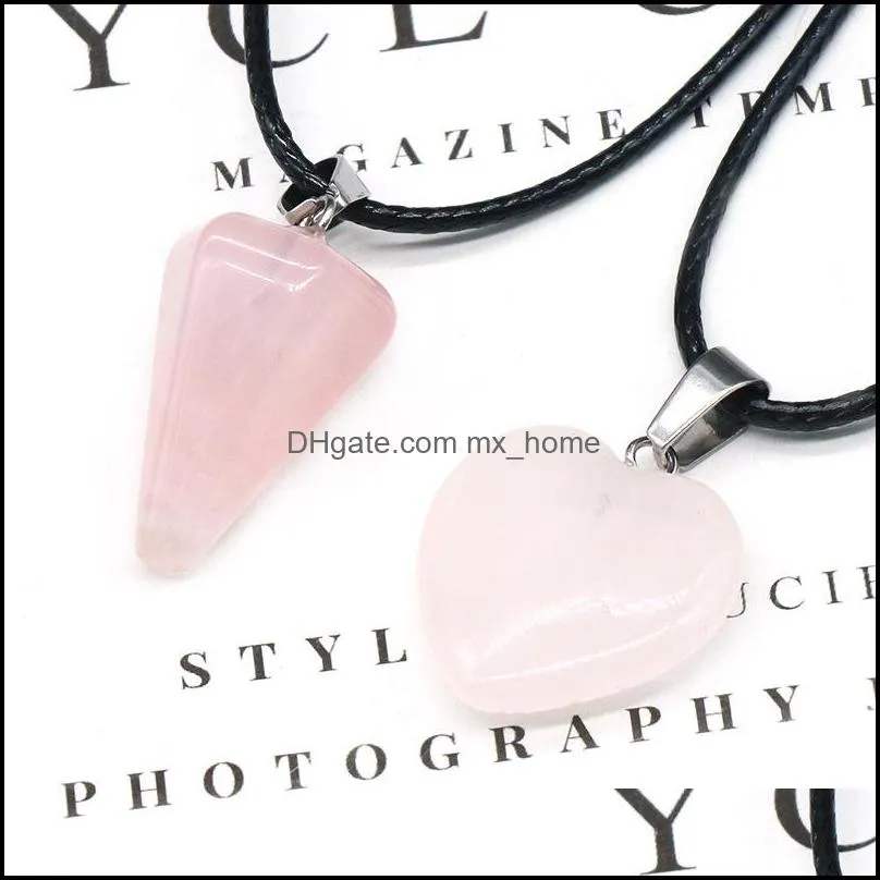 Rose Crystal Necklaces Pink Crystal Love Necklace Hexagonal Cone Pendant Gift Box Set