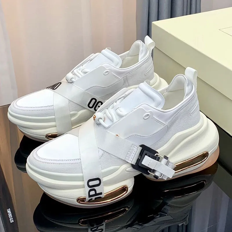 Bulk Black Leather Sneakers With Gold Buckle Thick Sole Height Increasing Casual Sports Shoes For Men And Women 2024 From Super supplier88 45.08 DHgate.Com