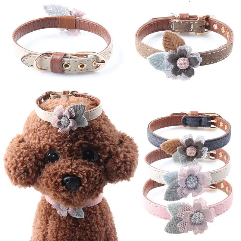 Collares para perros Correas Collar de flores Gato Collier Chien Linda correa para el cuello para Pequeño Medio Perro Teddy Chihuahua Pug