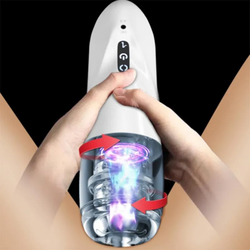 Mode -accessoires automatisch zuigt pijpbeurt telescopisch roterende mannelijke sex machine girl's voice man vliegtuig cup elektrische masturbatie seks speelgoed voor mannen penis