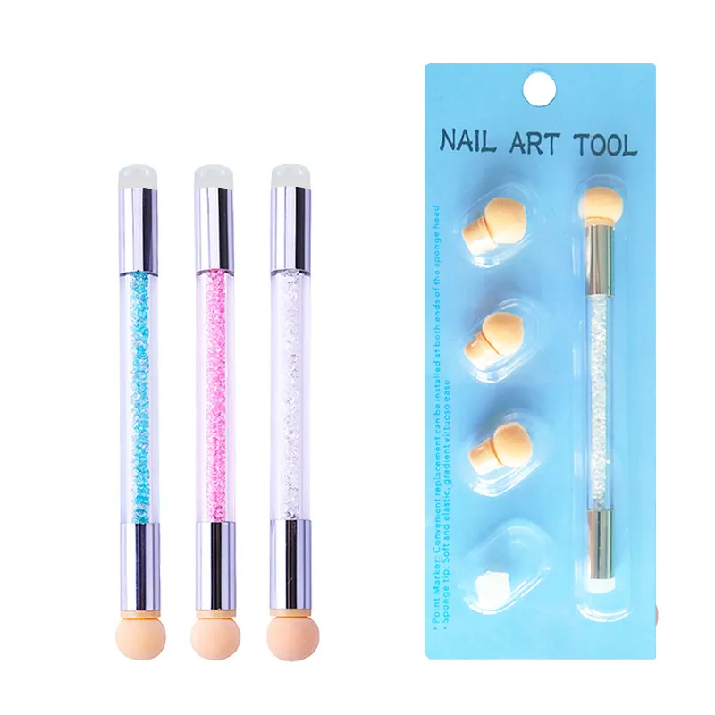 Nail Art Shading Pen Silikon-Stempel-Sets mit extra 3 Schwammköpfen, 1 Silikon-Stempel-Blisterpackung, Maniküre-Werkzeug-Set NAB042