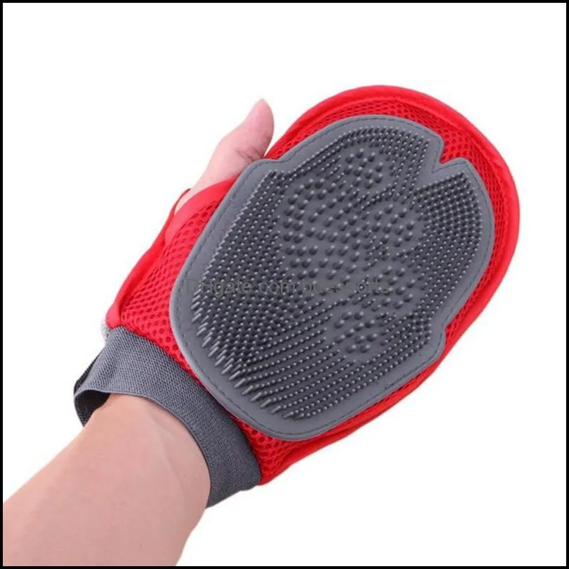 Dog Cat Hair Comb Red Cleaning Brush Comb Animal Massage Hair Removal Dog Bath Glove Red Plastic Grooming