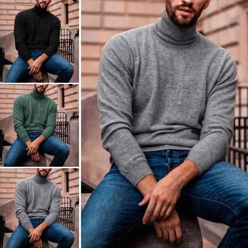 Sonbahar Kış Erkekleri Kazak Düz Renkli Kaplumbağa Boyun Kazak Erkekler İnce Temel Top Örme Kazak Erkek Sweaters Çeken Homme L220730