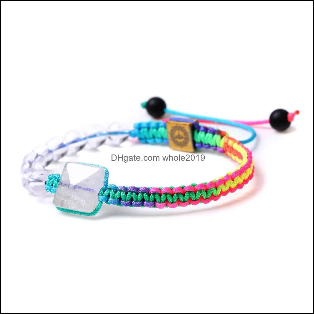 chakra tiger eye rose quartz amethyst stone beads strand bracelet lovers rope braided adjustable bracelet for women men whole2019