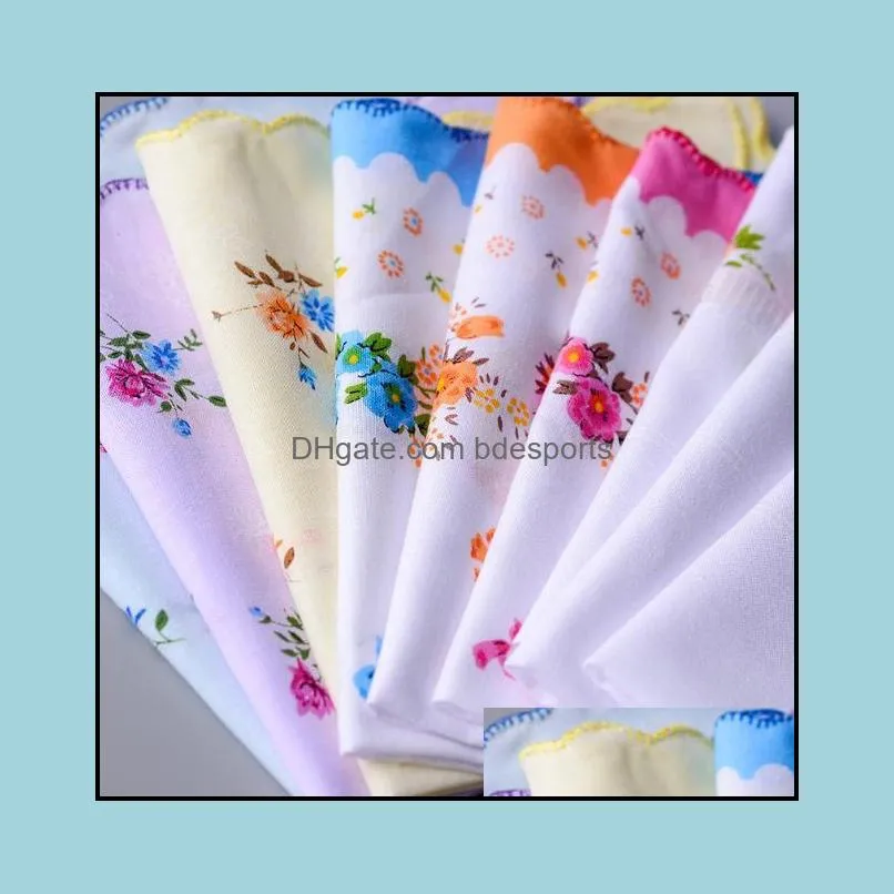 Cotton Handkerchief Towels Cutter Ladies Floral Handkerchief Party Decoration Cloth Napkins Craft Vintage Hanky Oman Gifts RRB13005