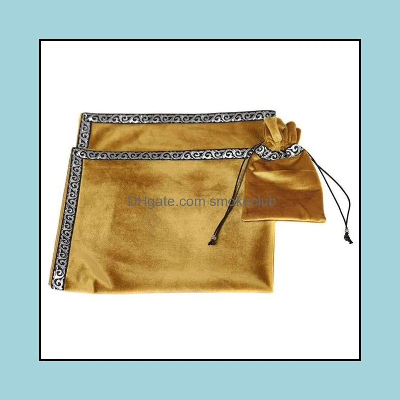gold tablecloth with cards bag wicca divination velvet altar tarot cloth g99d
