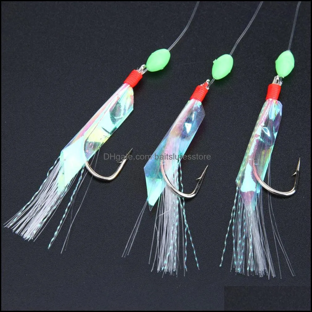 5 Packs/Lot New Sabiki Soft Fishing Lure Rigs Bait Jigs Lure Soft Lure Worn Fake String Crystal Barbed Hook Fishing Lures1928