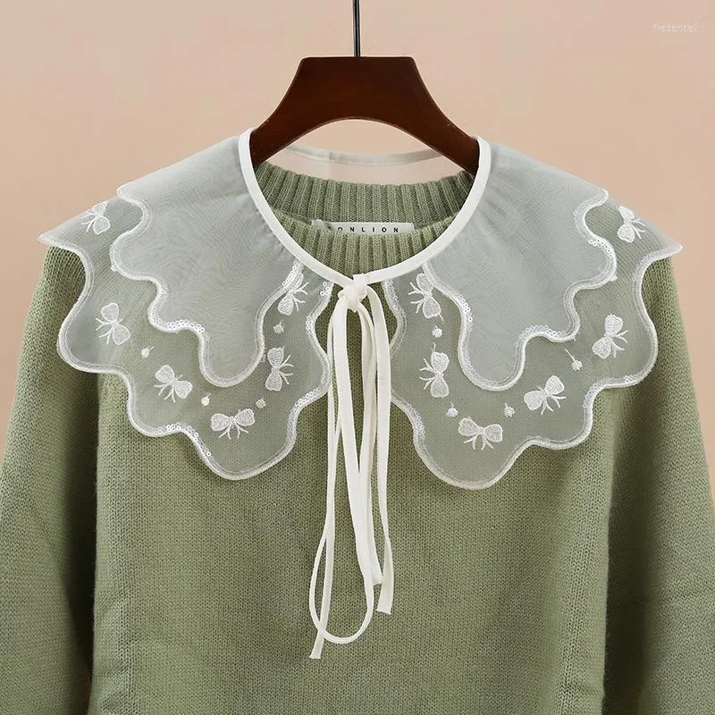 Bow Ties Women Sweet Lace Fake Collar Shawl Wrap Necklace Embroidery Shirt Detachable Collars Removable Sweater Doll False Fred22