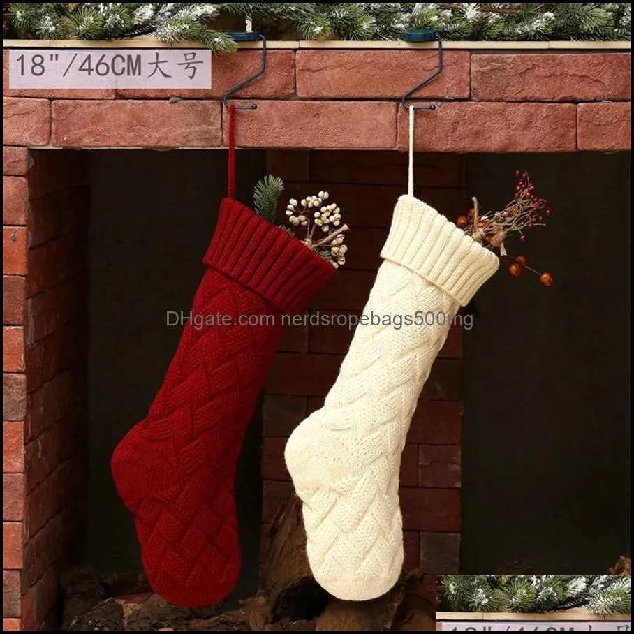 New knitted Christmas socks gift bag home decoration products wool mat large