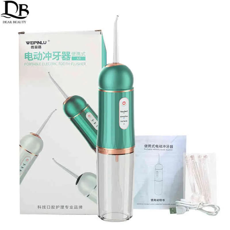 Irrigatore orale USB Ricaricabile a getto d'acqua dentale Flosser Flosser 230ml Detergente per denti a prova di serbatoio 220513