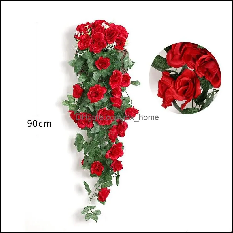 artificial flower rattan fake flowers vine decoration wall hanging roses home decor accessories wedding decorativeflowers wreath