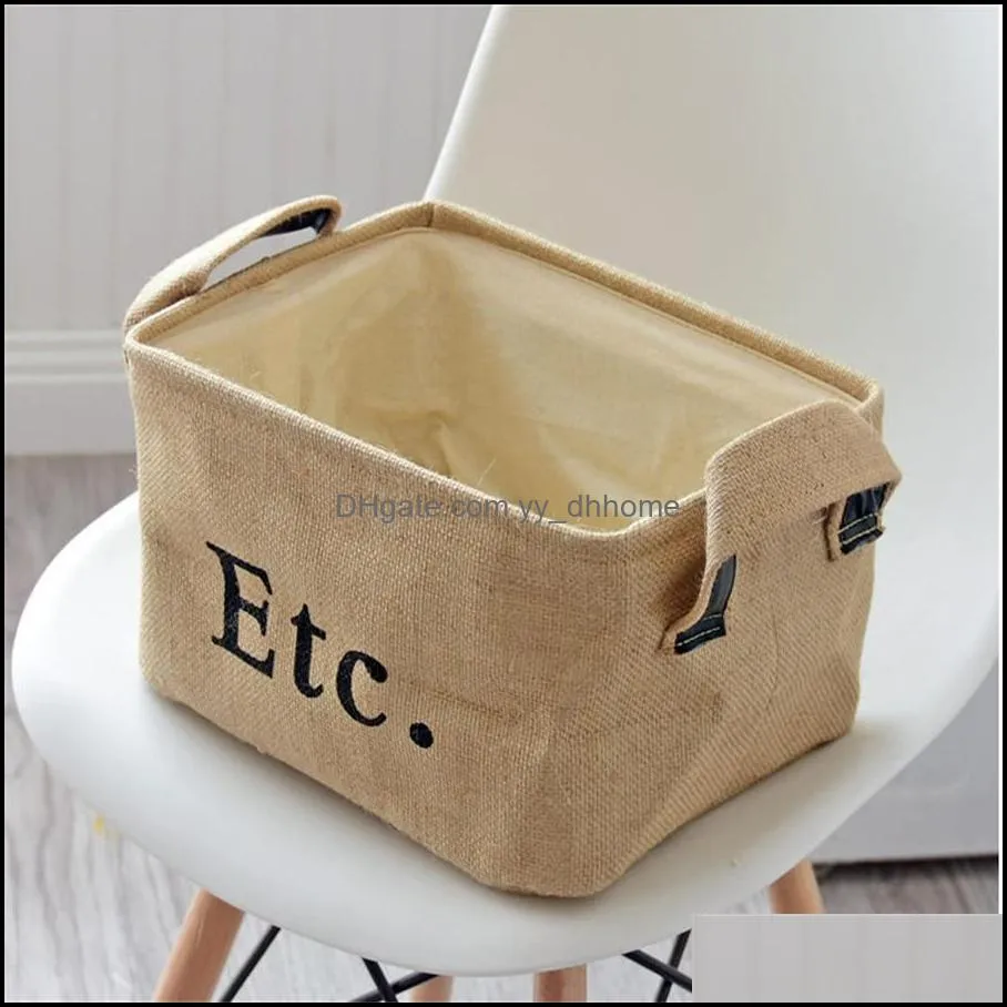 Storage Bags Creative keyboard key three piece jute desktop storage basket fabric sundries sorting