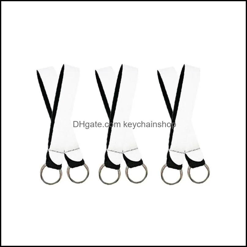 White Blank Neoprene Wristlet Keychains Lanyard Strap Band for Sublimation Printing Cool Key Fob Hand Wrist Strap