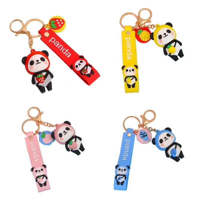 Schlüsselanhänger Persönlichkeit Niedlicher Panda Charm Schlüsselanhänger 3D Silikon Tiere Anhänger Kleine Geschenke Auto Trendy Schmuck Tasche ZubehörSchlüsselanhänger