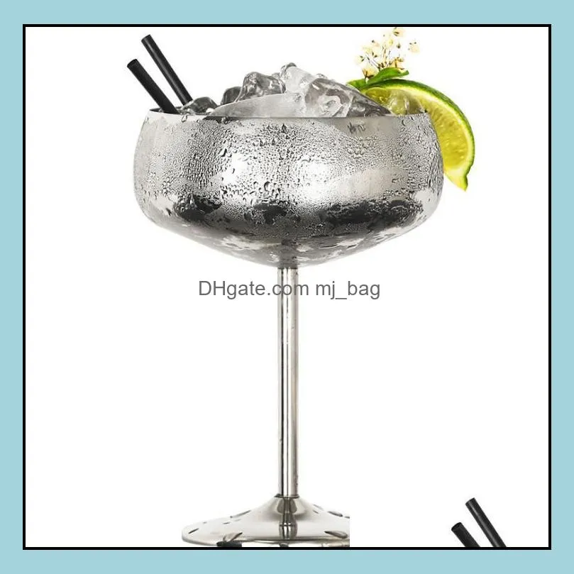 stainless steel mouth plate style champagne wine glasses cocktail glass creative metal wine glass bar restaurant drinkware by sea