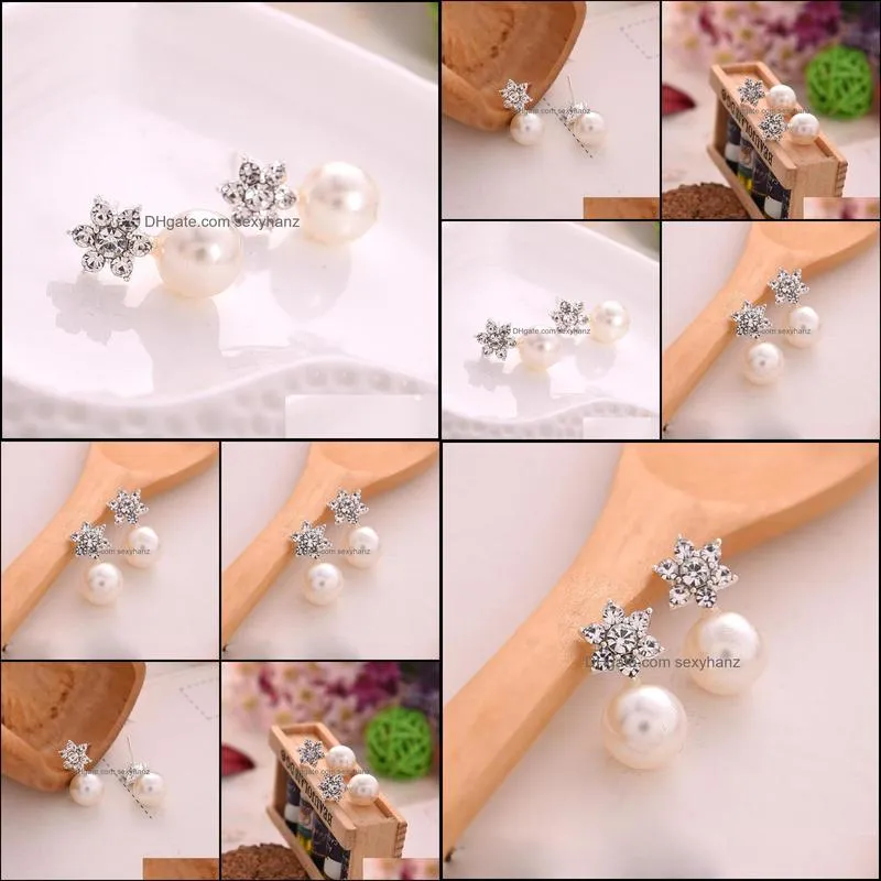 pretty pearls stud earrings wholesale channel stud crystal earring wedding jewelry women statement channel earrings