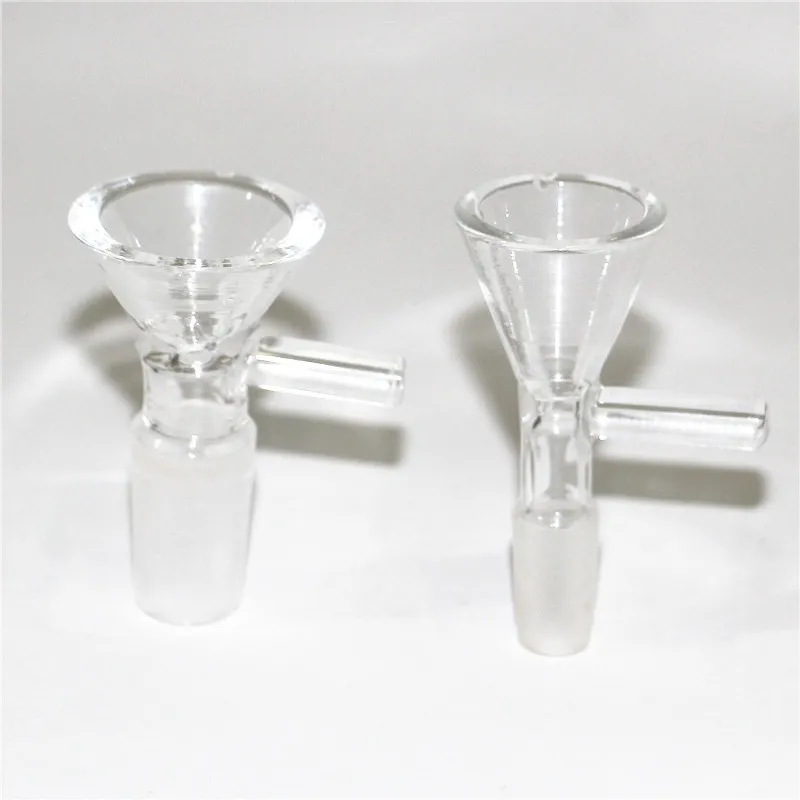 10mm 14mm Clear Glass Bowl Piece hookah for Bongs Thick Pyrex Heady Glass Water Pipes Bowls with Handle