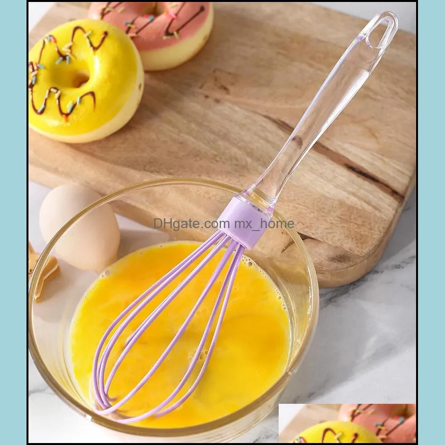 10 inch manual silicone egg beater kitchen tools handheld kitchen mixer transparent handle household baking accessories