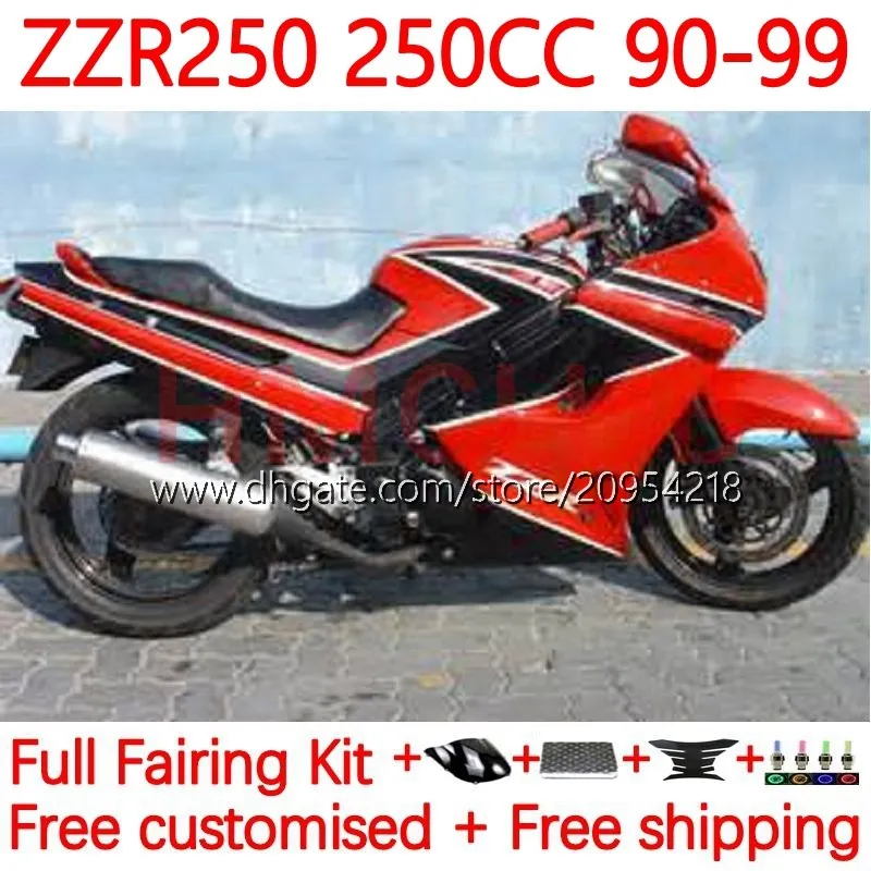 Body Kit für Kawasaki Ninja ZZR250 ZZR-250 90 91 92 93 94 95 96 97 98 99 Bodywork 16no.57 ZZR 250 CC 1990 1991 1992 1993 1994 1995 1996 1998 1999 OEM Fairing Red Black Schwarz