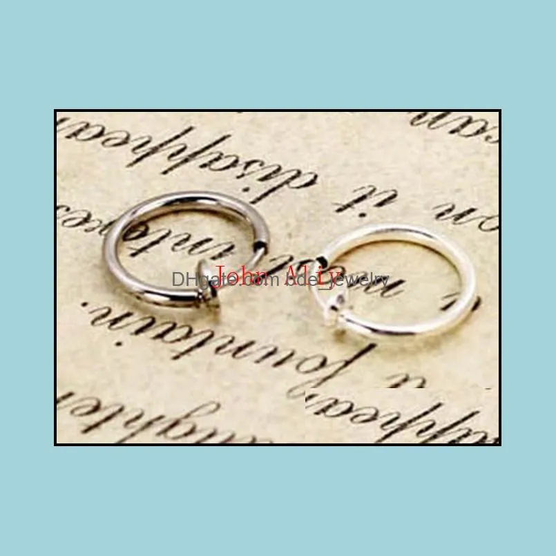 Clip On Fake Nose Hoop Ring Ear Septum Lip Navel Earrings Body Non Piercing Black Jewelry Drop Shipping Christmas Gift Wholesale