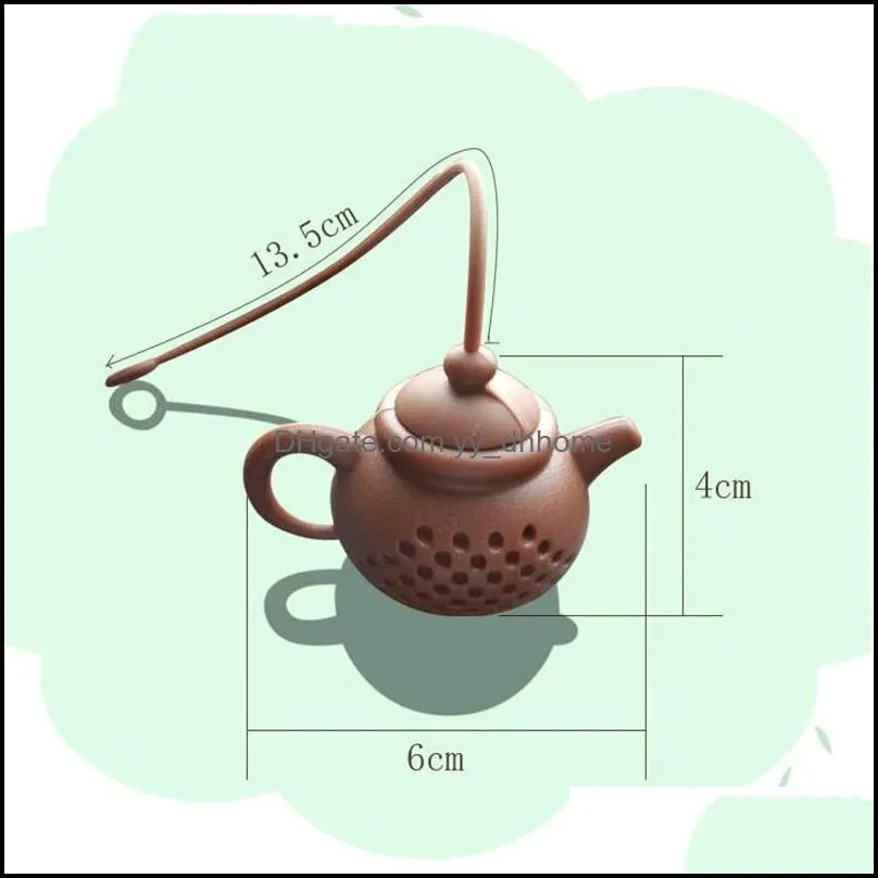 silicone tea infuser teapot shaped reusable teas strainer tools teabag filter diffuser home kitchen accessories 7 colors wq736-wll