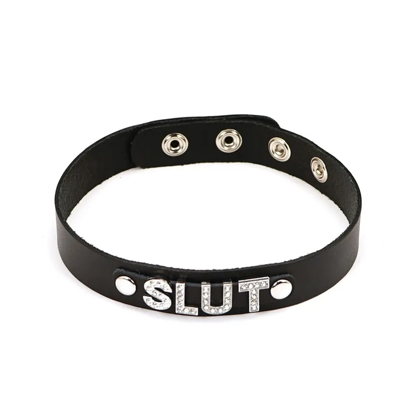 SLUT Genuine Leather Collar Includes Diamond... From Shen8416, $11.14 |  DHgate.Com