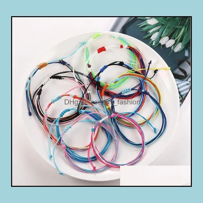 Handmade Rope Chain Multilayer Woven Friendship Wax Thread String Bracelets Adjustable Braided Bracelet