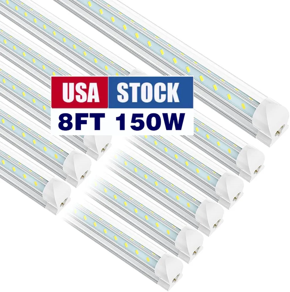 Jesled 8ft LED -butik Ljus fixtur 8 fot LED -rörlampor V Form Strip Lighting 150W 15000lm 6000K 48 Pack för garage Clear Lens