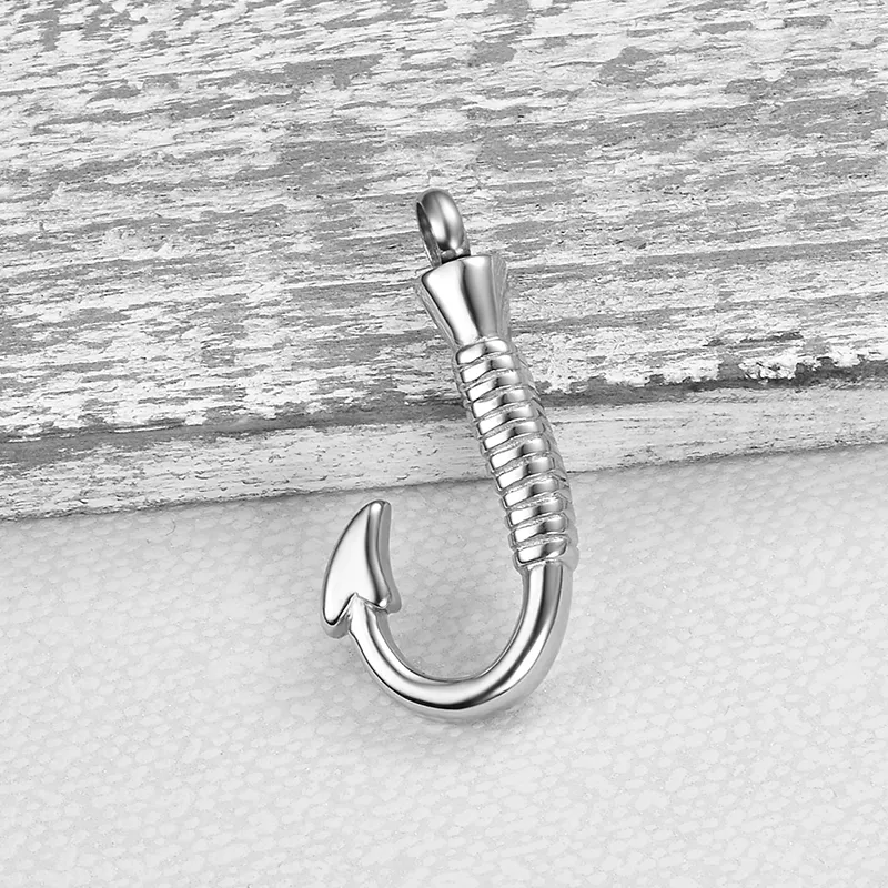 Stainless Steel Fishing Hook Keepsake Dainty Pendant Necklace