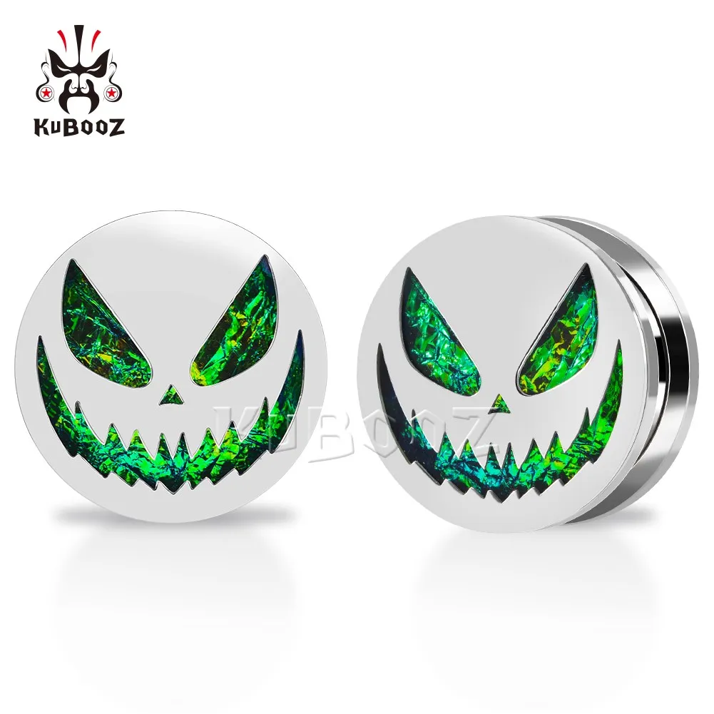 Stainless Steel Halloween Pumpkin Ear Plugs Tunnels Body Jewelry Set