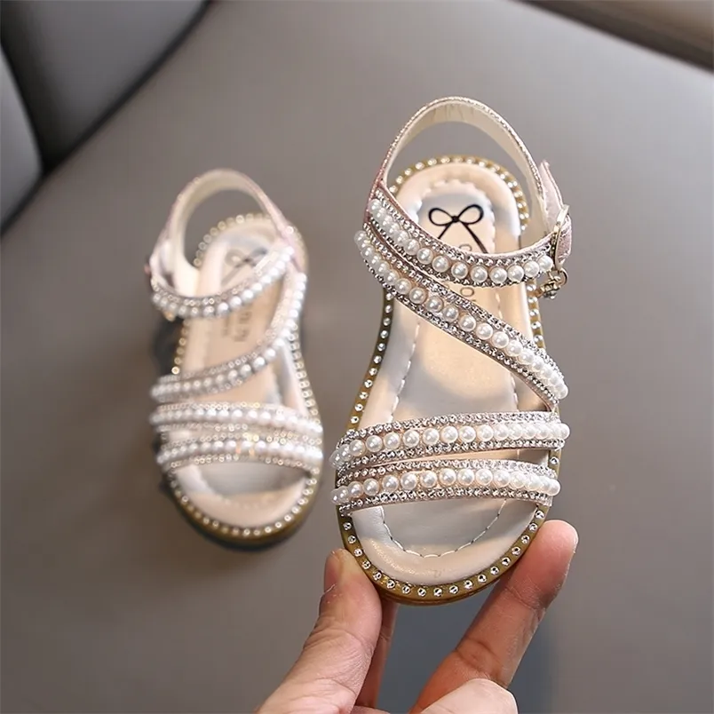 Flicksandaler Sommarmode Barn Bebis Flickor Bling Princess Singel-sandaler för små stora flickors skor 220527