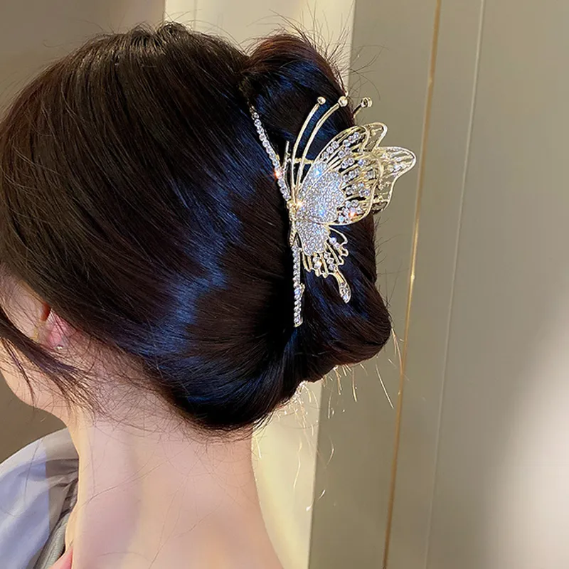 Graffes à cheveux de papillon brillants brillants Femmes Femmes Butterfly Claw Clamps for Gift Party Fashion Hair Accessoires