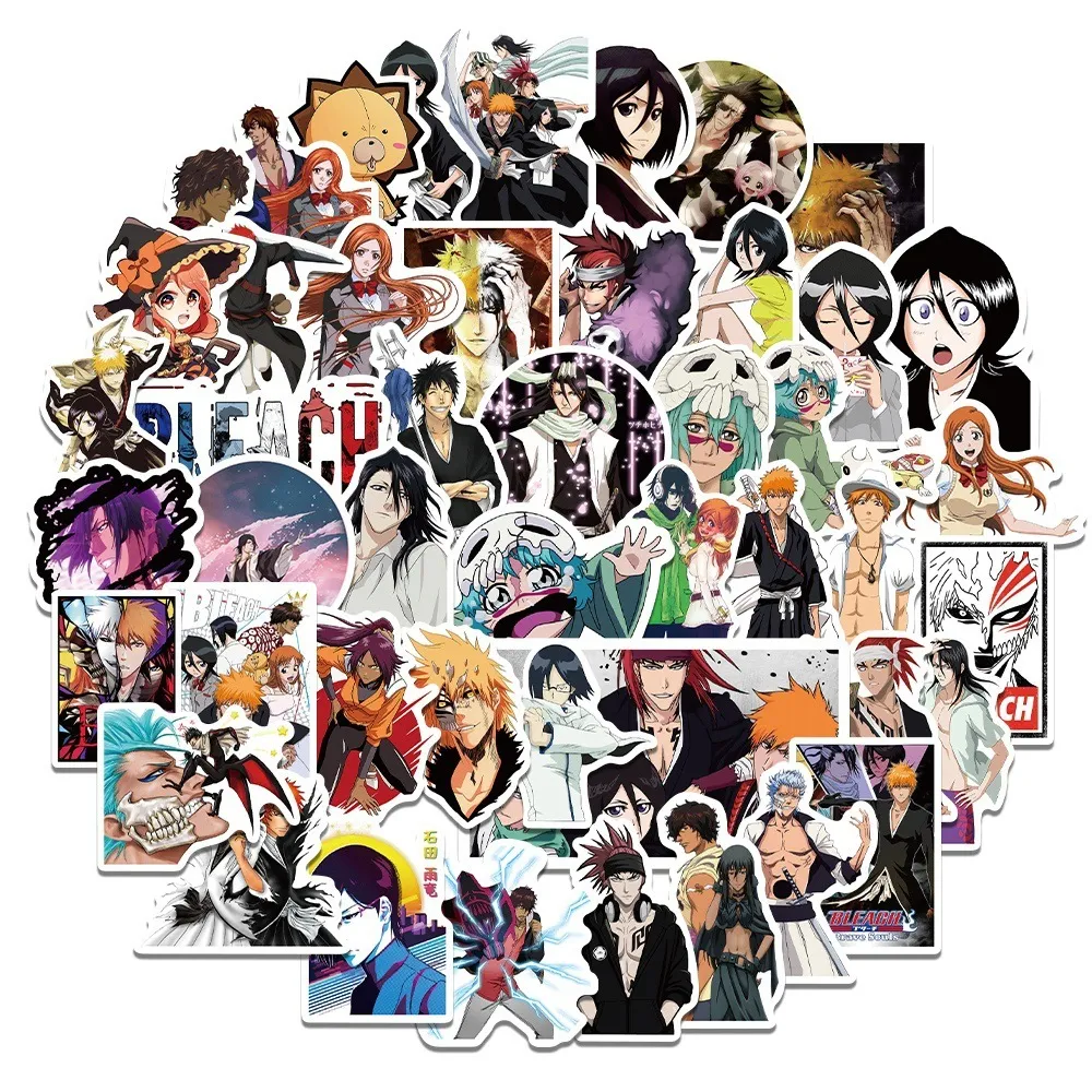 Su geçirmez 10/30 / 50 adet Bleach Japon Anime Etiketler Karikatür Çıkartmaları Çocuk Oyuncak Motosiklet Dizüstü Telefon Bisiklet Bagaj Araba Su Geçirmez Sticker Araba Sticker