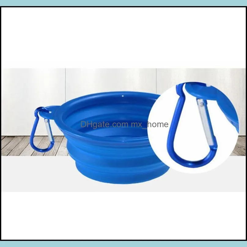 Pet Dog Bowls Sile Puppy Collapsible Bowl Pet Feeding Bowls With Climbing Buckle Outdoor Travel Portable Dog Food bbyShD xmh_home