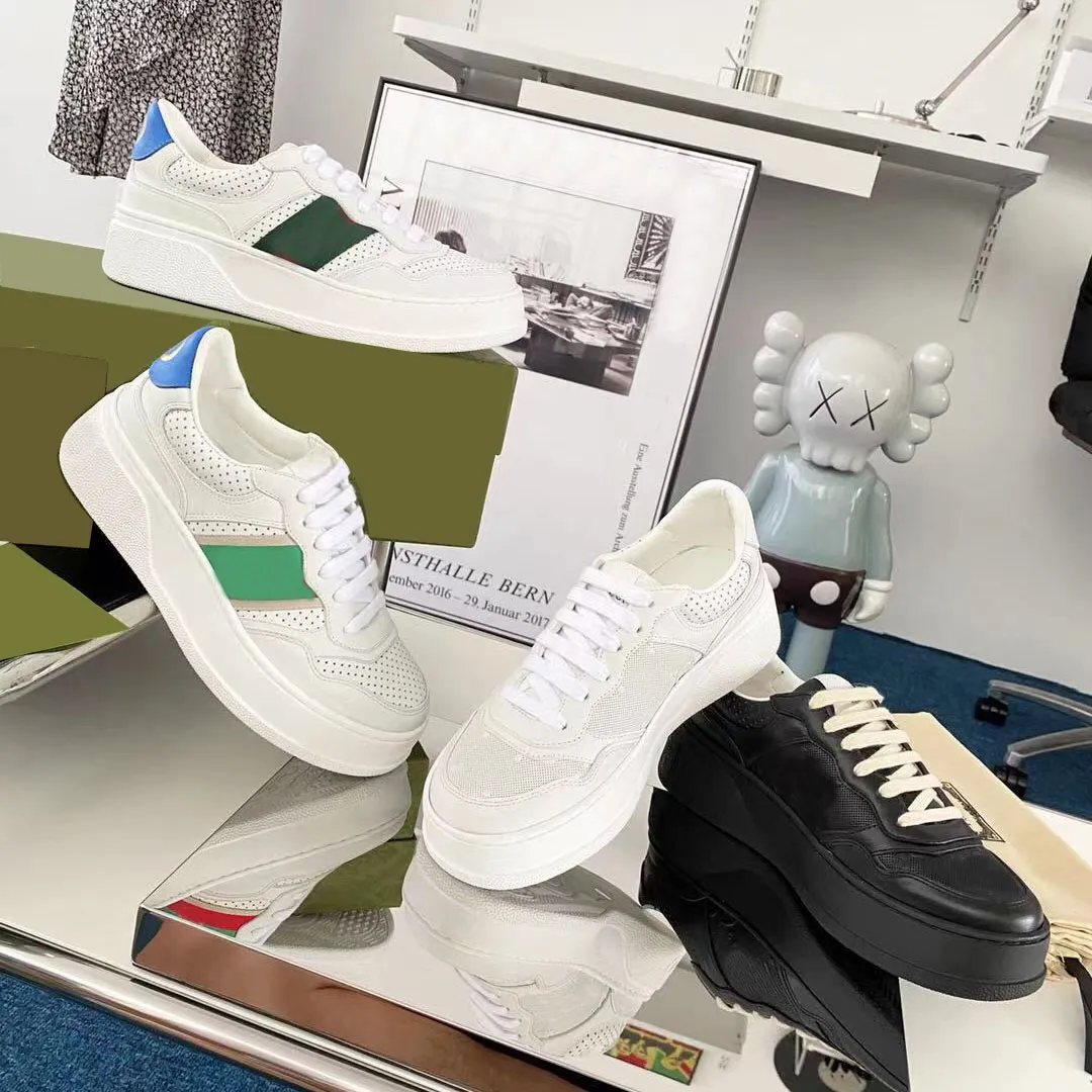 Tasarımcı Rahat Ayakkabılar Presbiyopi Bisküvi Ayakkabı Erkek Kadın Deri Kalın Soled Sneakers Lüks Beyaz Kahverengi Spor Eğitmenleri Kutusu