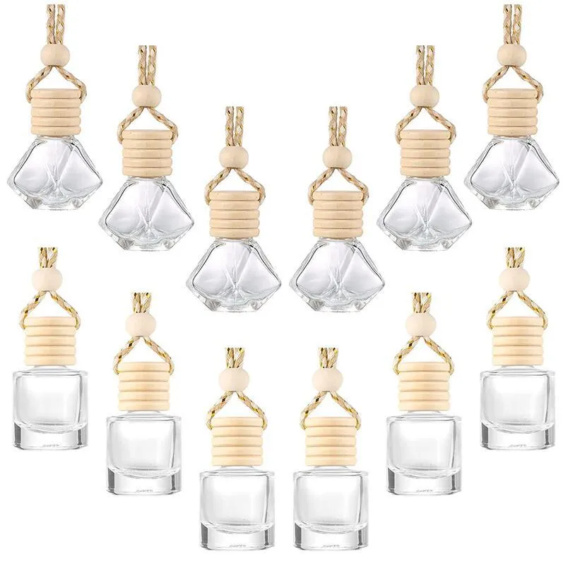 Pendentif de bouteille de parfum de voiture, ornement de parfum rechargeable, désodorisant pour diffuseur d'huiles essentielles, pots de bouteilles en verre vides