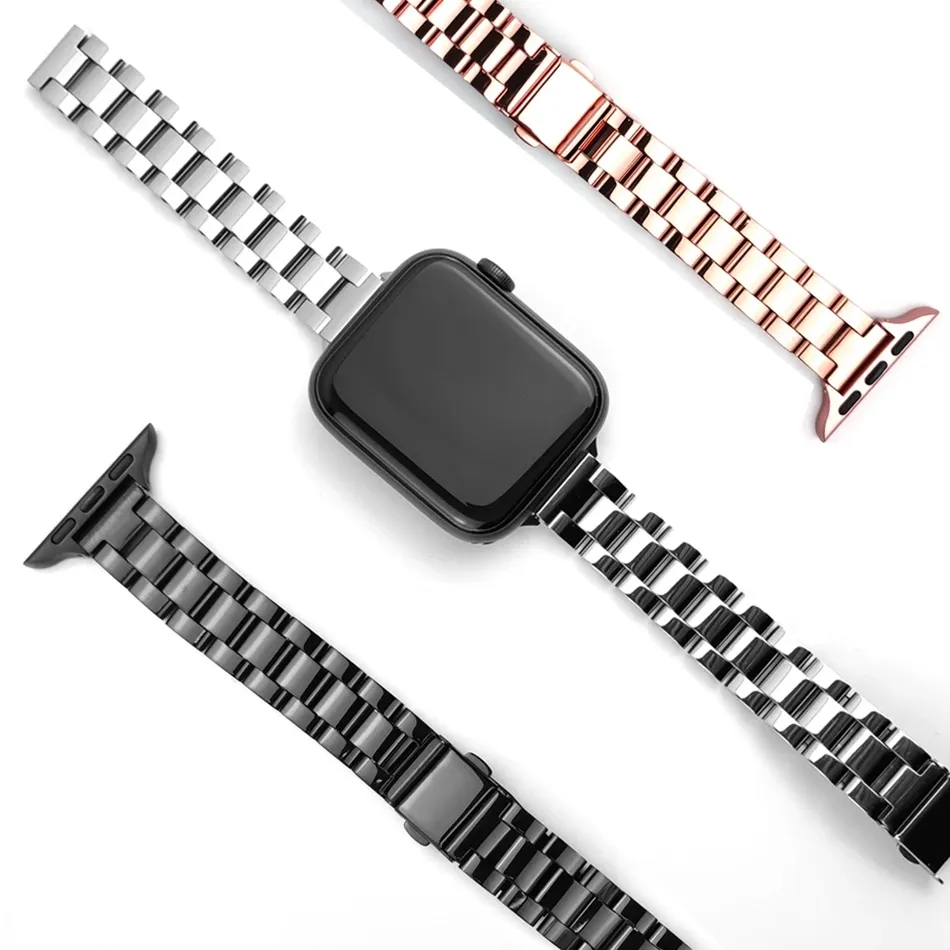 Bracelet de luxe pour Apple Watch Ultra 8 7 6 5 4 SE Bracelet 49mm 40mm 44mm 45mm Bande en acier inoxydable mince pour iwatch Series 3 38 41mm 42mm Bracelet Femme