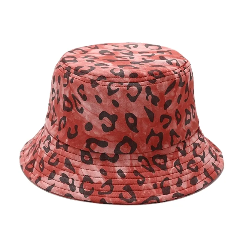 Brand Leopard Stampa cappello da secchio Donne Europeo American Ins Cotton Basin Cappelli FMale Summer Sun Protection Panama 220513