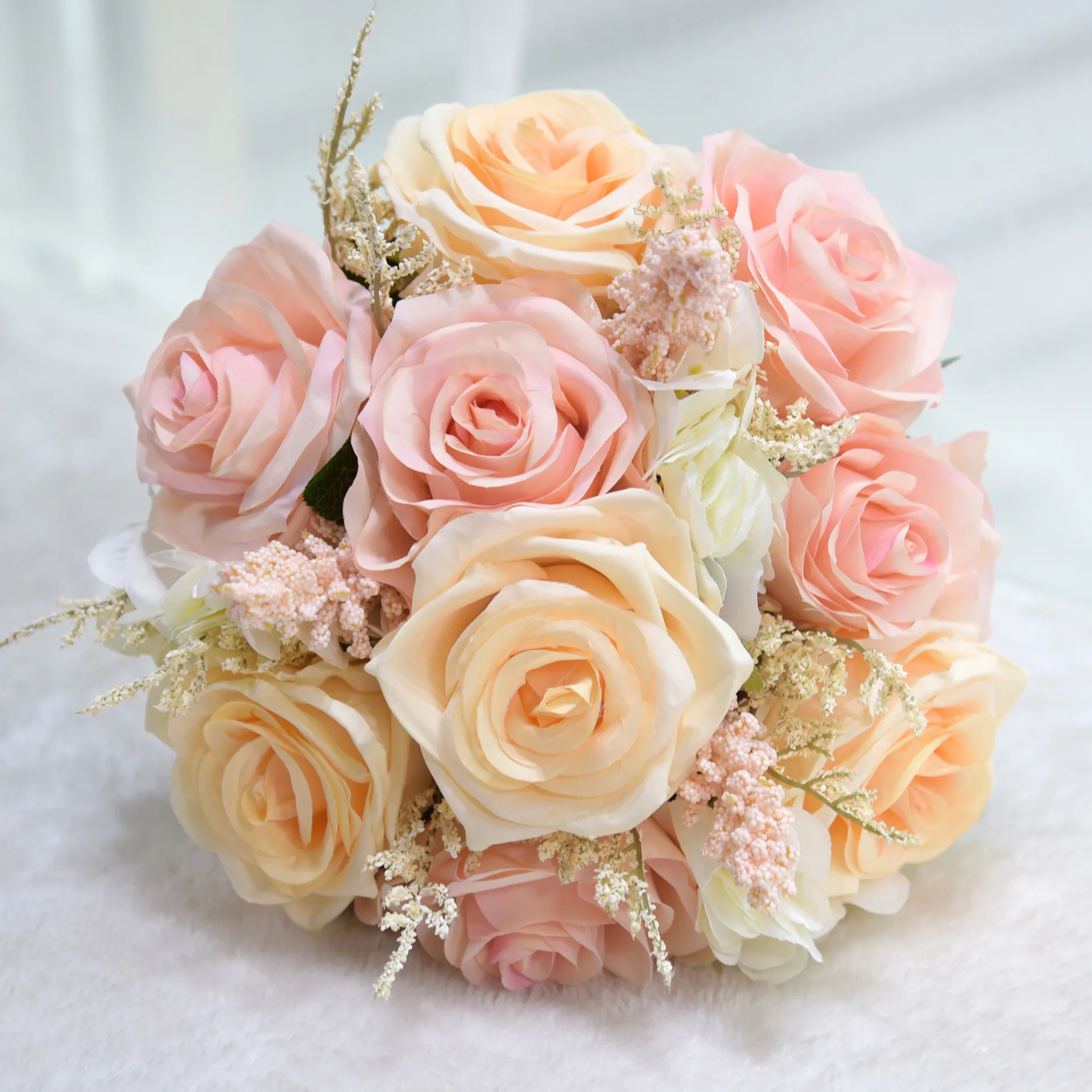 Blush Wedding Bouquet: Champagne \u0026 Ivory Roses, 25cm. Artificial Flowers,  Shop Now! Best Seller from Dhgate Wedding Flowers - price 34.18, image size:1920x1920