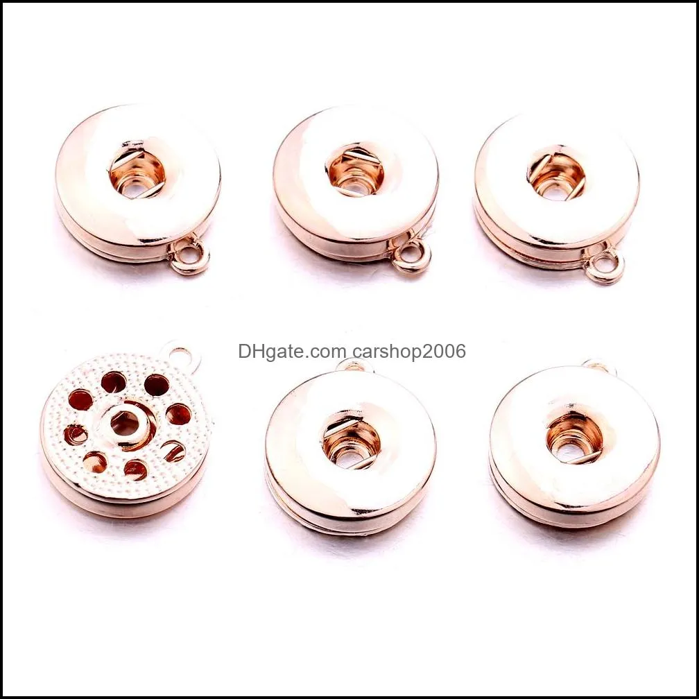 Silver Gold Alloy 18mm Ginger Snap button Base charms Pendants For Snaps Bracelet Earrings Necklace DIY Jewelry Accessory