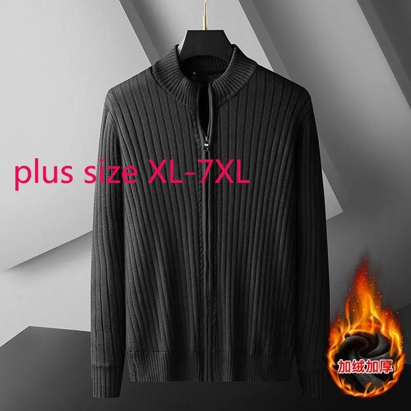 Pulls pour hommes Arrivée Mode Super Grand Hiver Hommes Surdimensionné Col Mandarin Cardigan Manteau Tricoté Casual Velours Doublure Plus La Taille XL-7XLMe