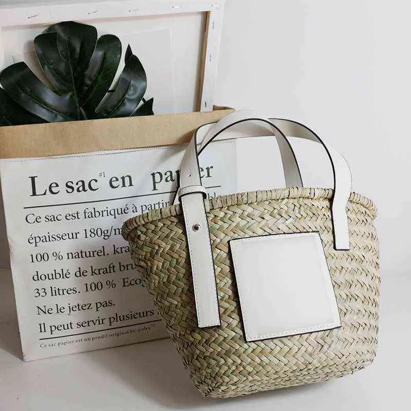 Ins Straw Woven Handbag High quality Beach Holiday Vegetable Basket Women's Bag Summer travel Luxury Brand Handbags AA2203026