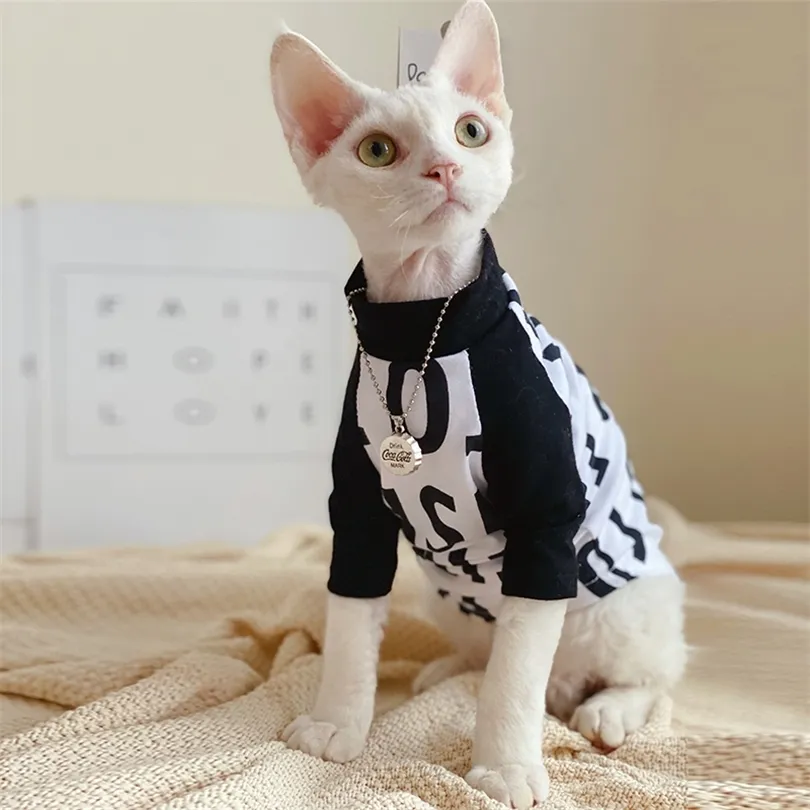 Hairless Cat Clothing Sphinx Clothes For Pet Cartoon Winter Shirt 201111