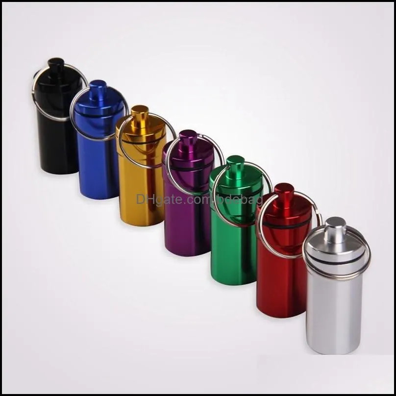 Waterproof Aluminum Pill Box Medicine Container Case Capsule Holder First Aid Gallipot with Key Ring Chain travel kits