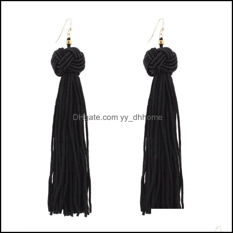 Bohemia Ethnic tassel Drop Earrings For women 2019 Trendy Black Red Yellow Green Long Silk Fringed Dangles statement Gold Ear 106 L2