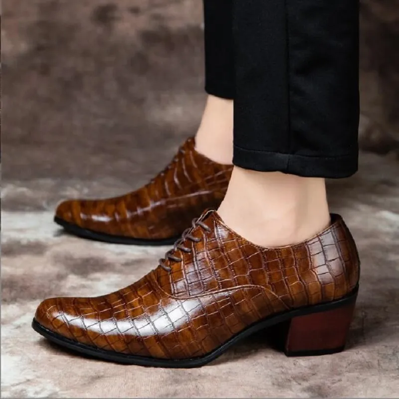5 Cm High Heels Mens Dress Shoes Luxury Genuine Cow Leather Slip On 2022  Fashion Man Increase Height Shoes With Heels Pa