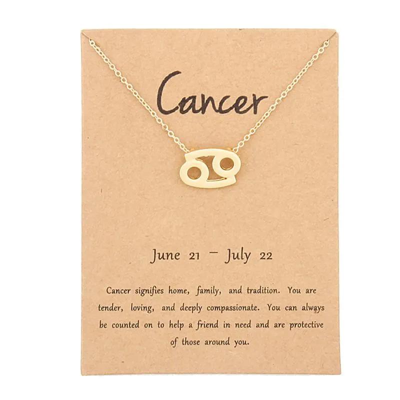 Chokers Cancer 12 Constellation Pendant Necklaces Virgo Necklace Birthday Gifts Message Card For Women Girl Jewelry