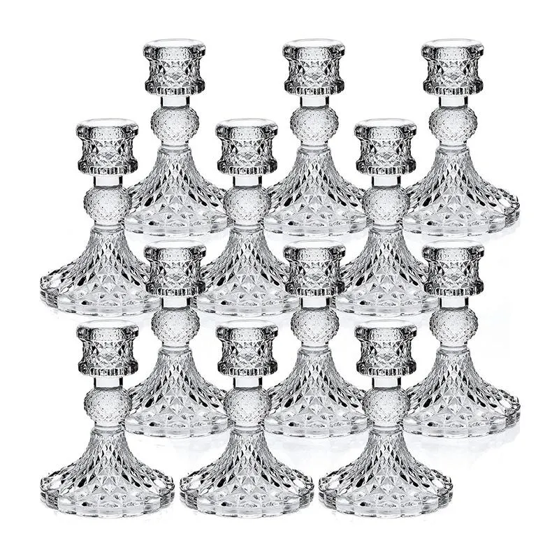 Ljusstakare ljusstake set 4 tum h avsmalnande bulk 12 st glas för bröllop windowsill dekorcandlecandle