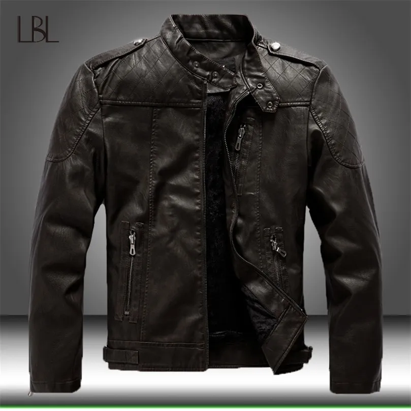 Men's Leather Jackets Autumn Casual Motorcycle PU Jacket Men Fleece Warm Biker Leather Coats Male Outwear Brand Clothes 201128